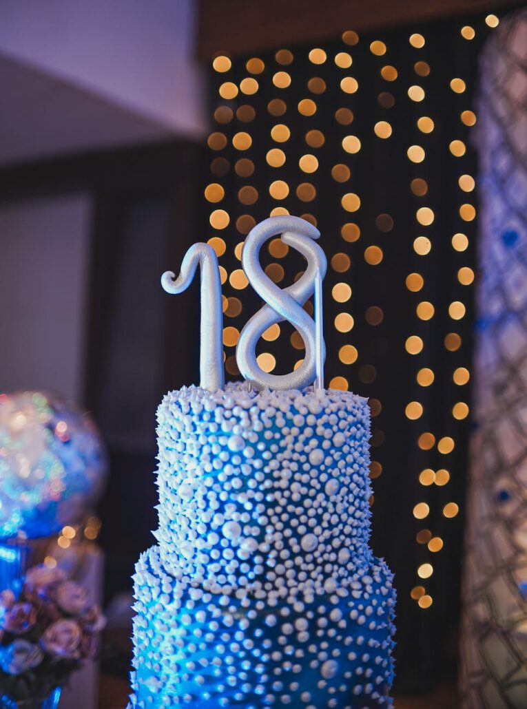 a blue debut cake